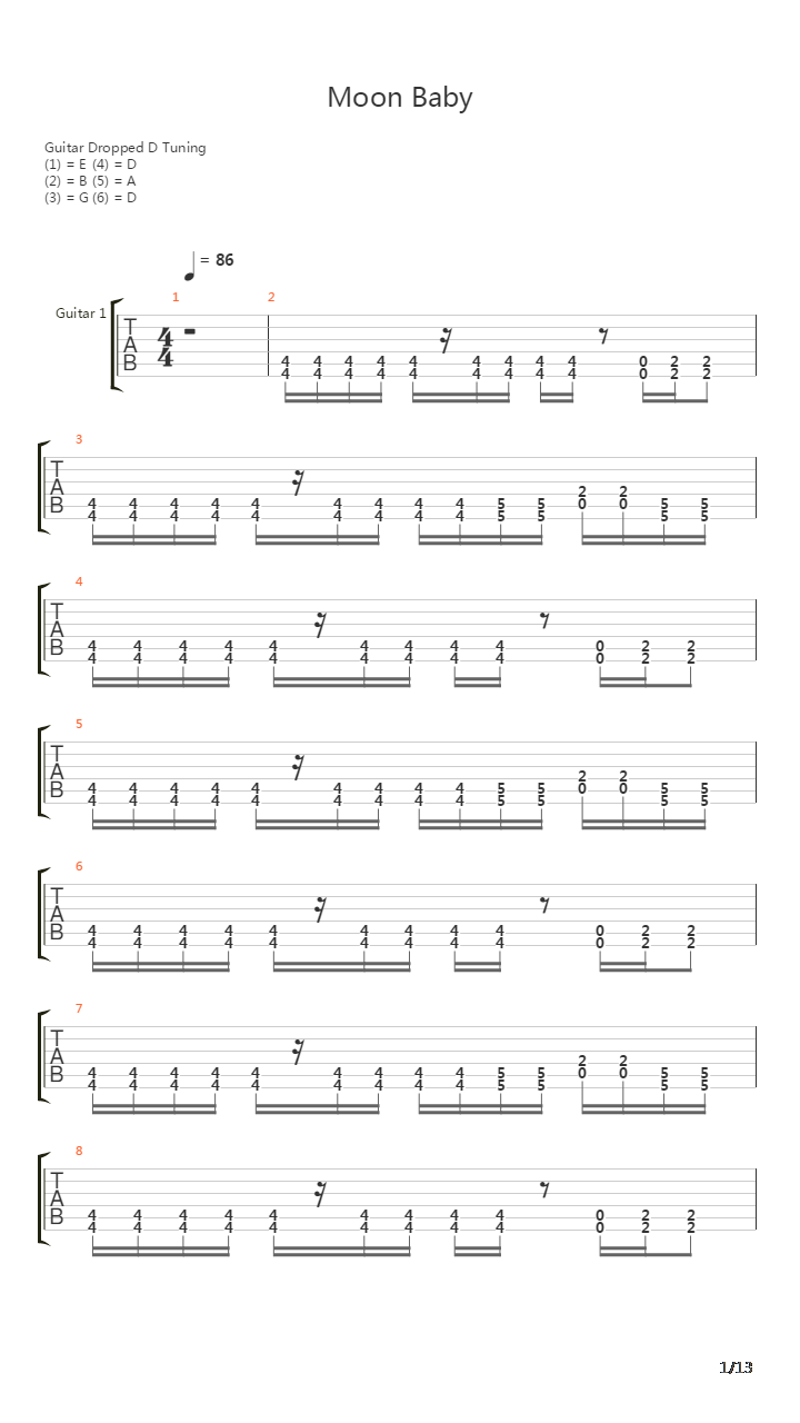 Moon Baby吉他谱