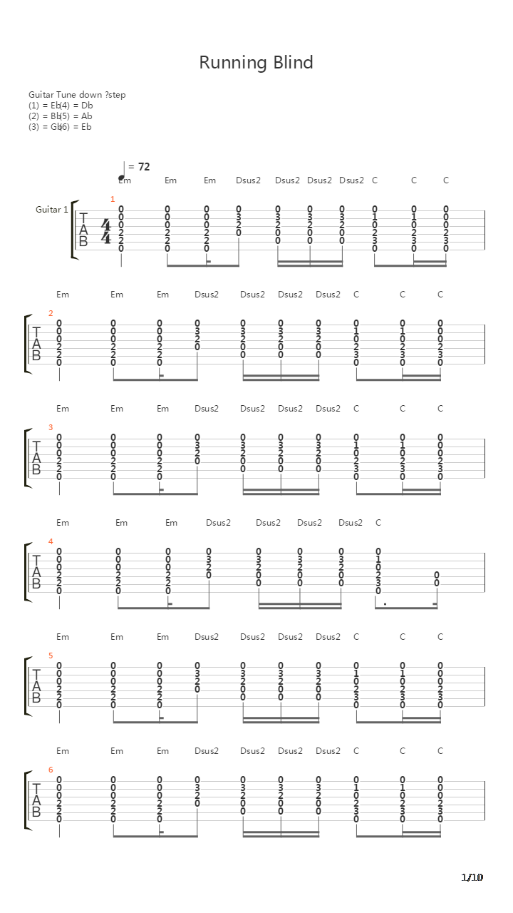 Running Blind吉他谱
