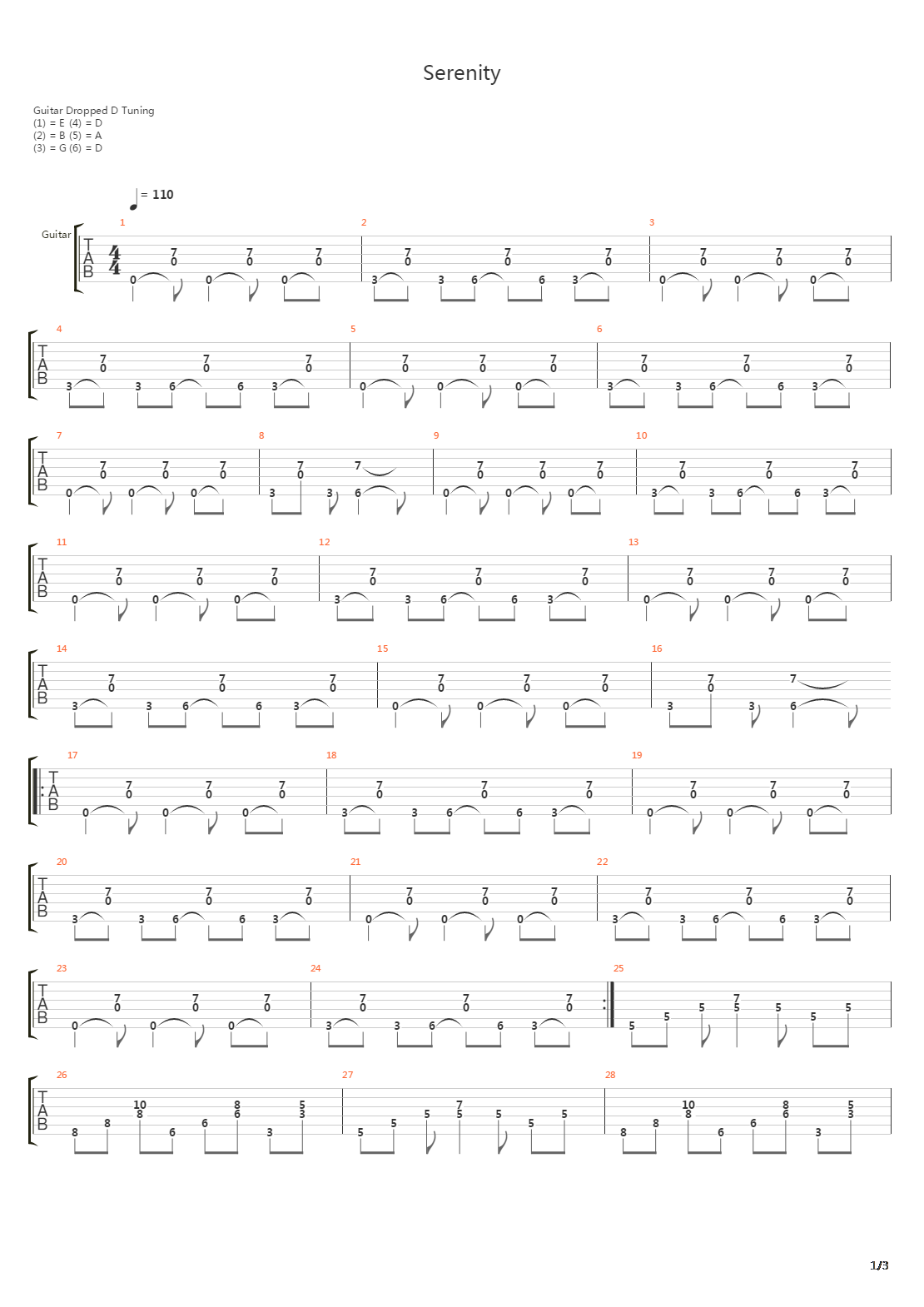 Serenity吉他谱