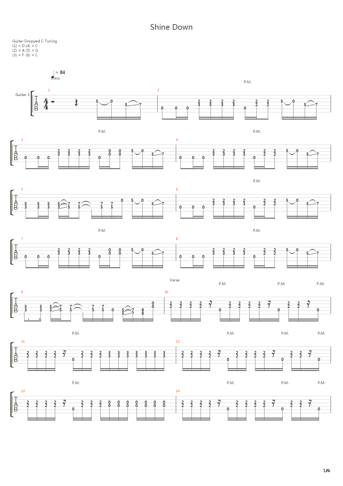 Shine Down吉他谱