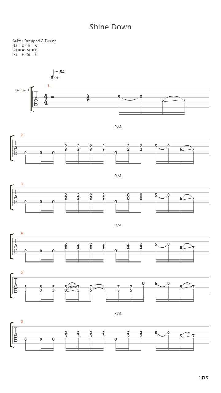 Shine Down吉他谱
