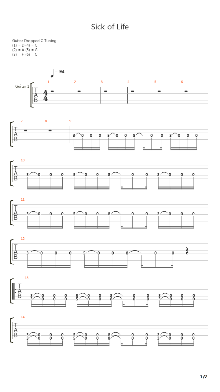 Sick Of Life吉他谱
