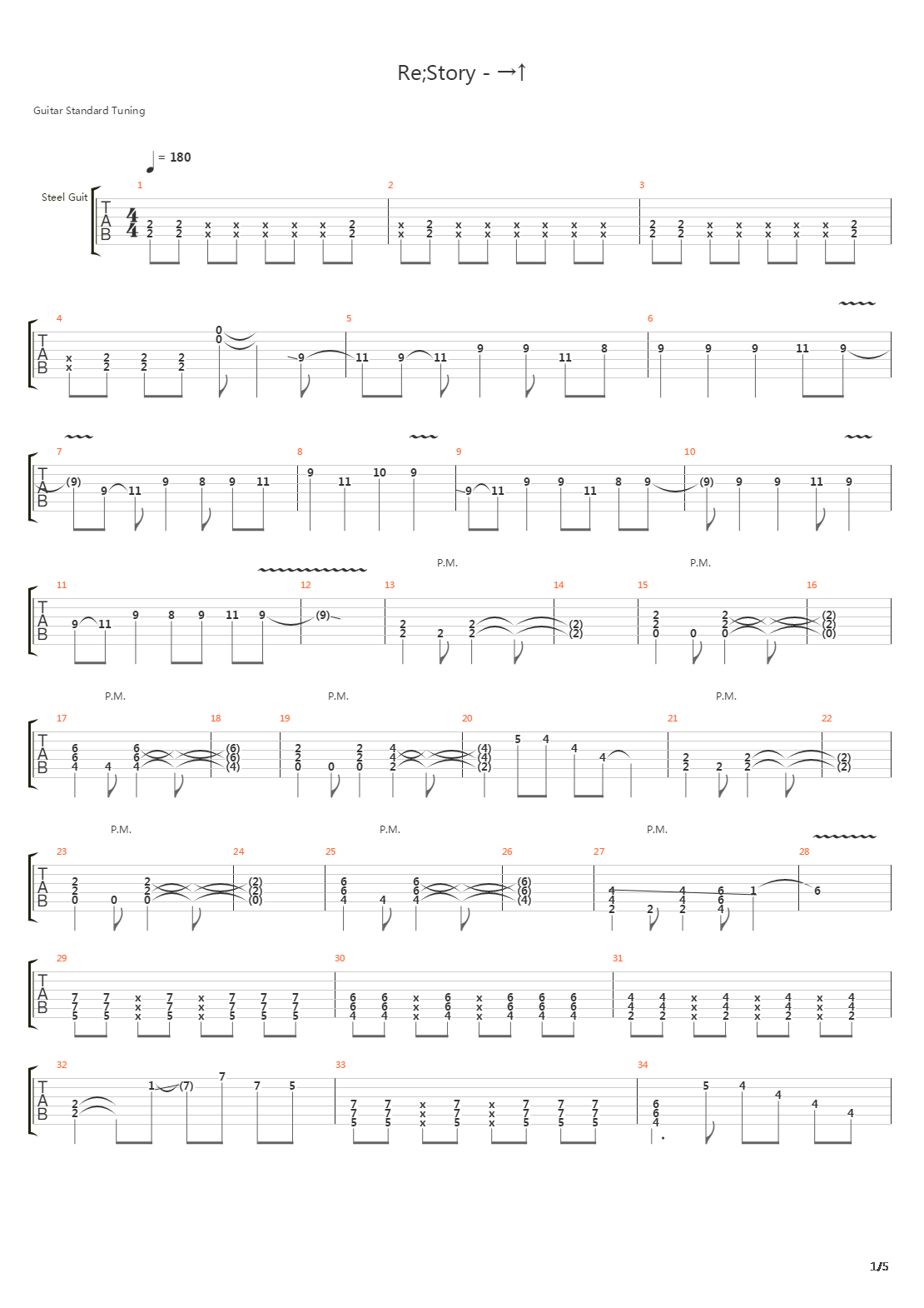 Re;Story - →↑吉他谱