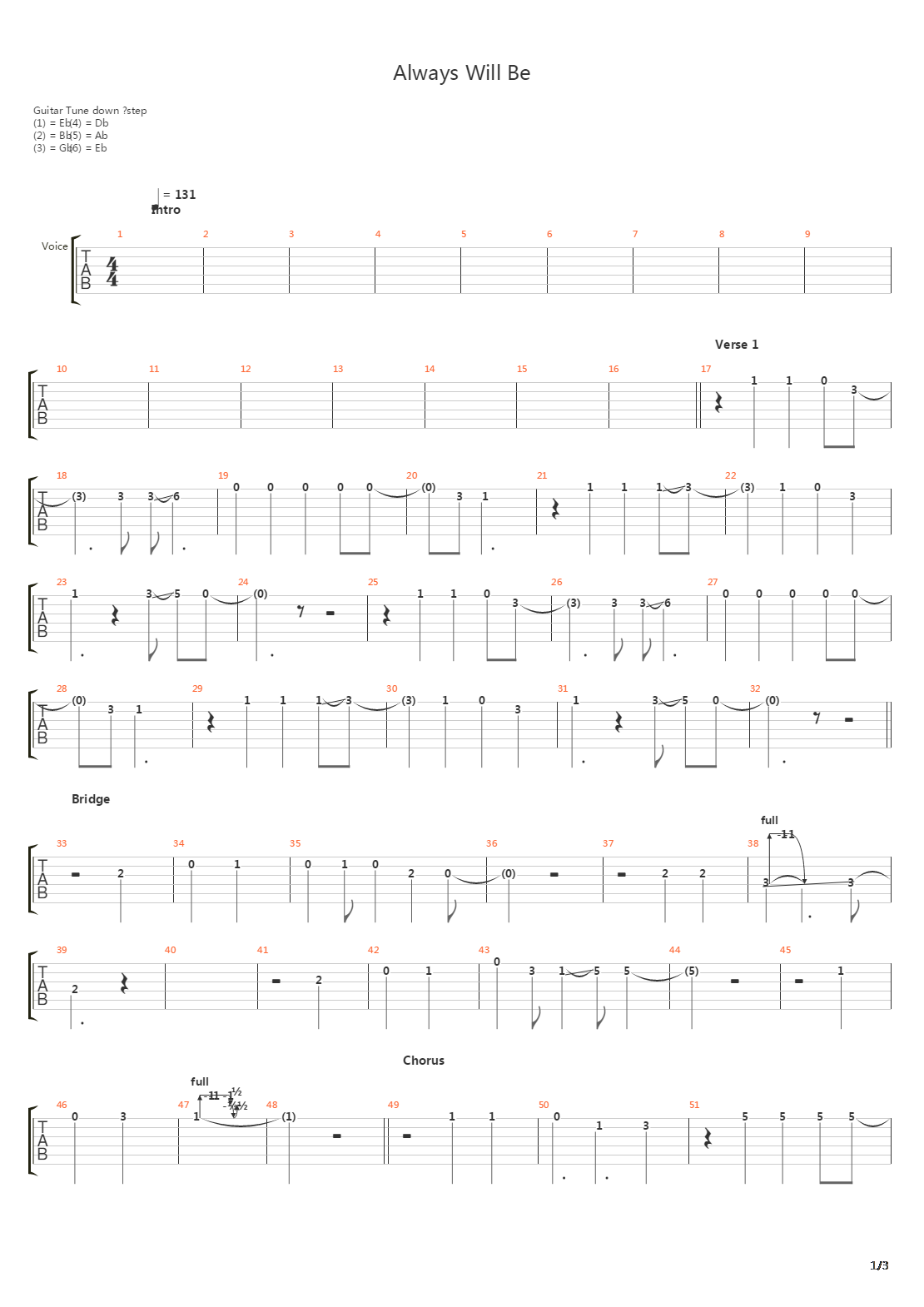 Always Will Be吉他谱