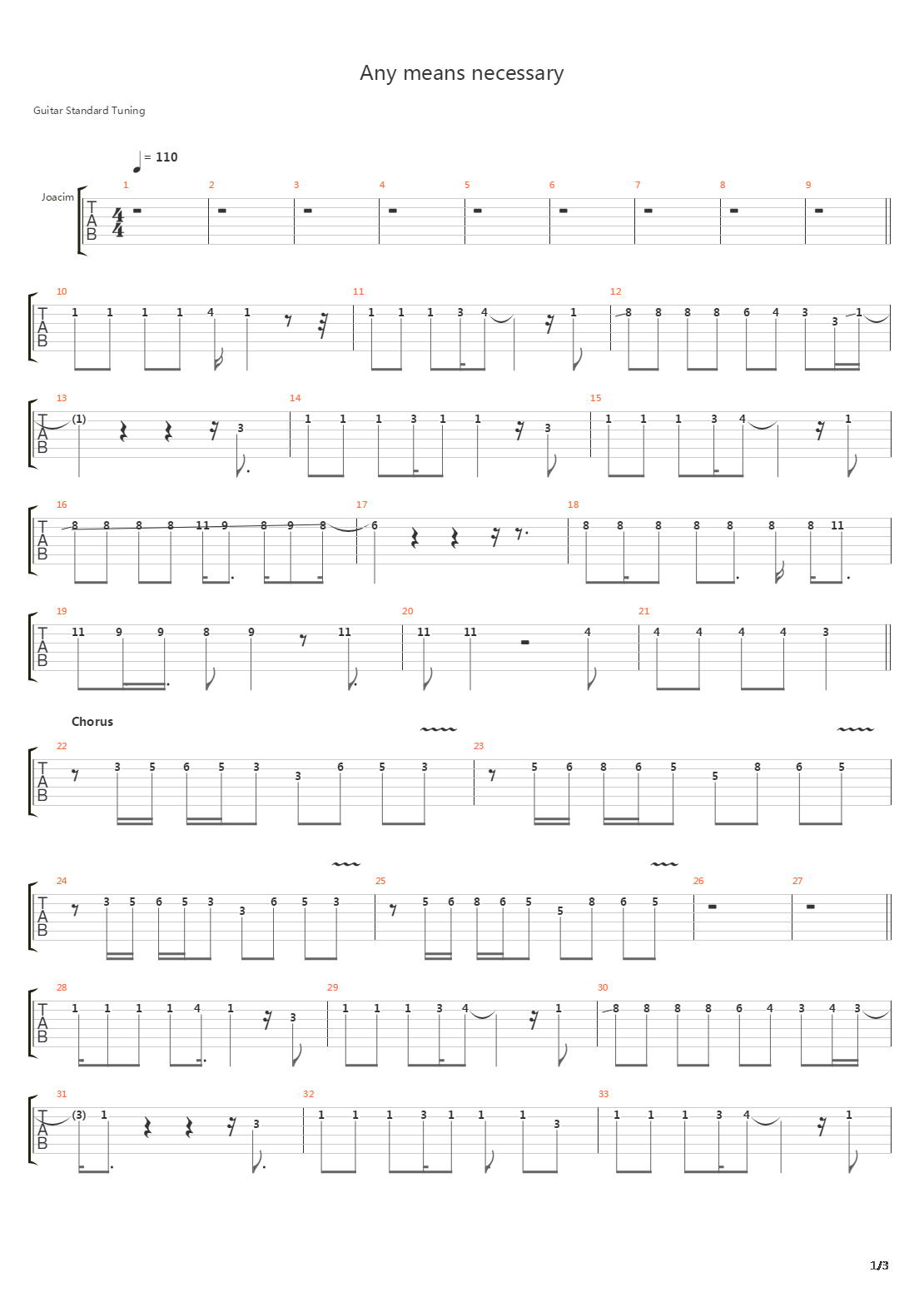 Any Means Necessary吉他谱