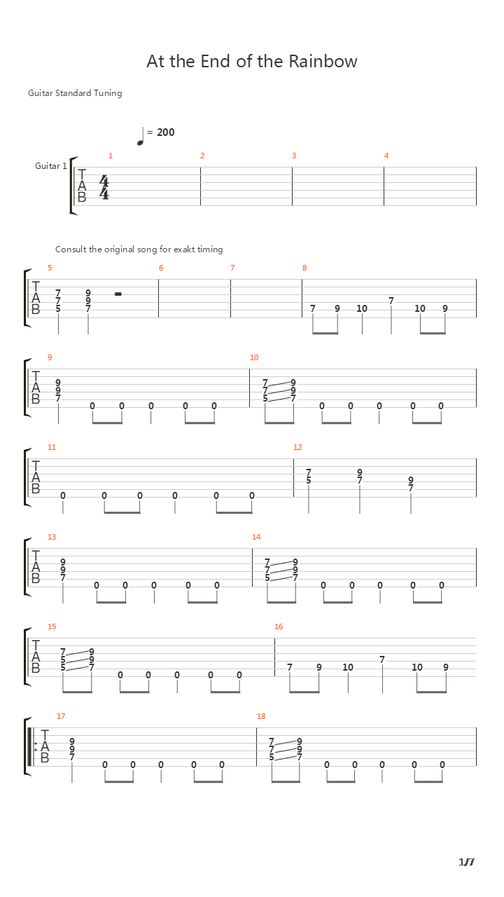 At The End Of The Rainbow吉他谱