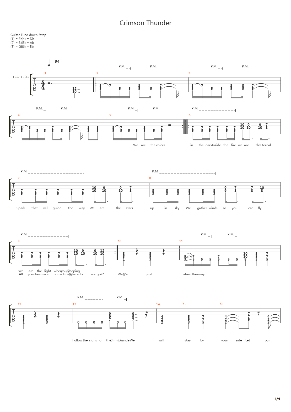 Crimson Thunder吉他谱