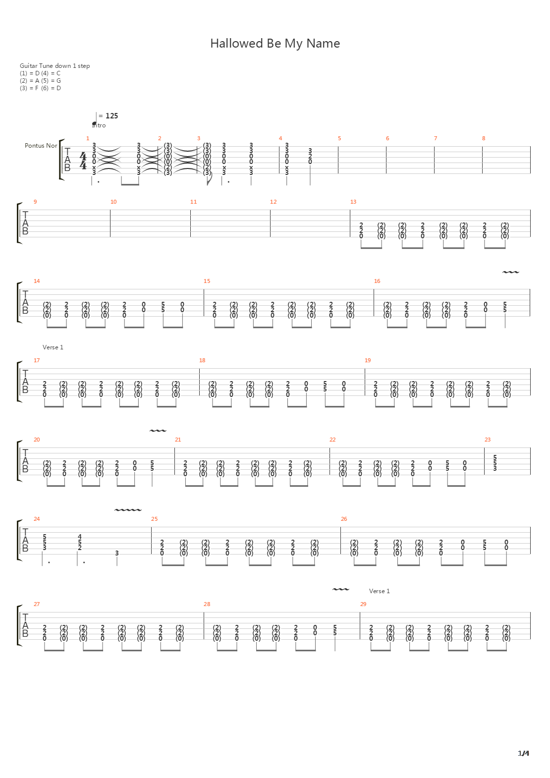 Hallowed Be My Name吉他谱