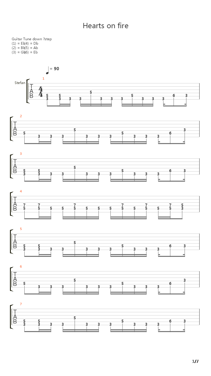 Hearts On Fire吉他谱