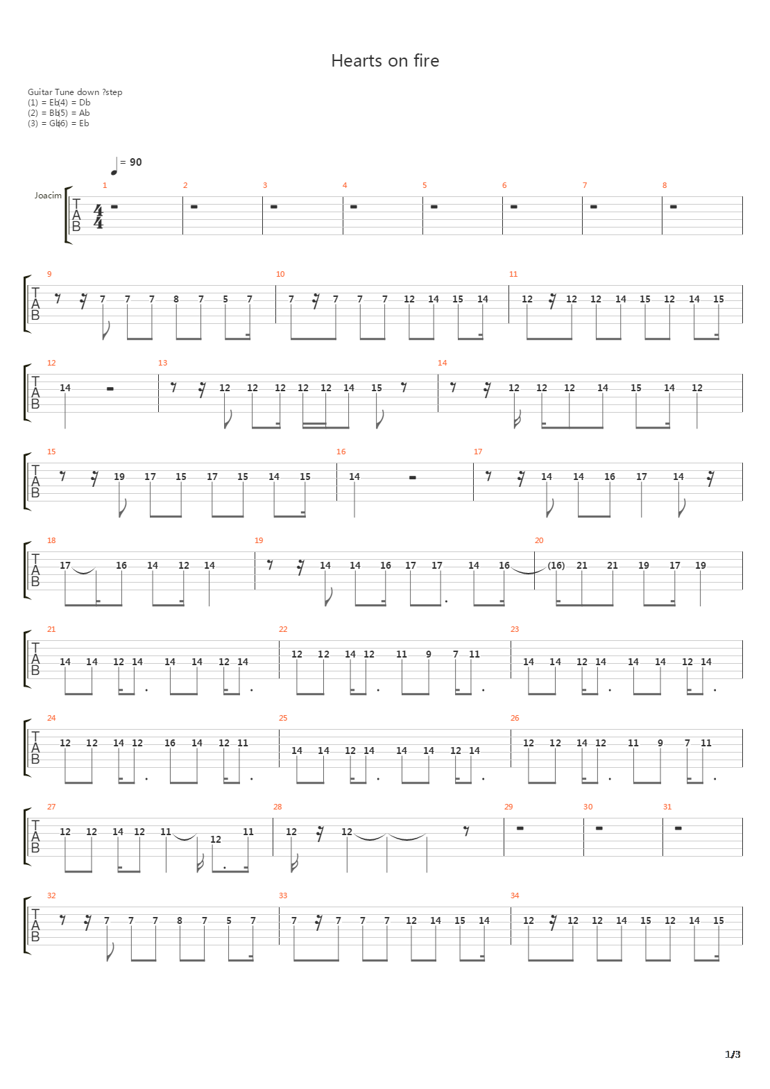 Hearts On Fire吉他谱
