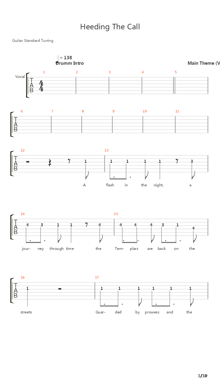 Heeding The Call吉他谱