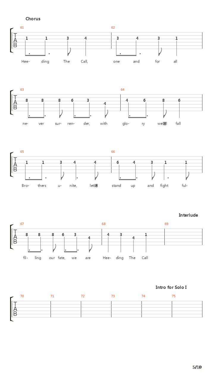 Heeding The Call吉他谱
