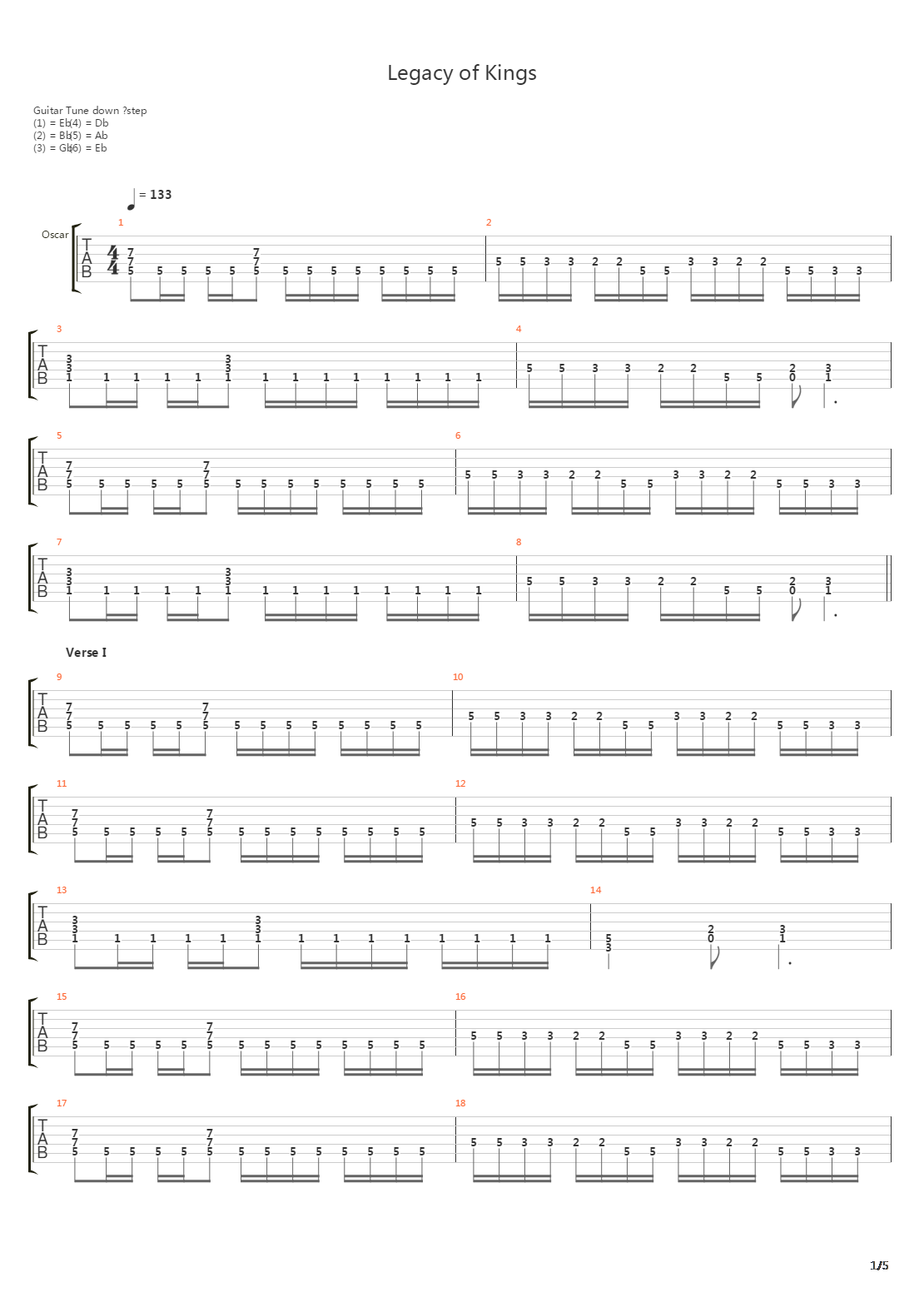 Legacy Of Kings吉他谱