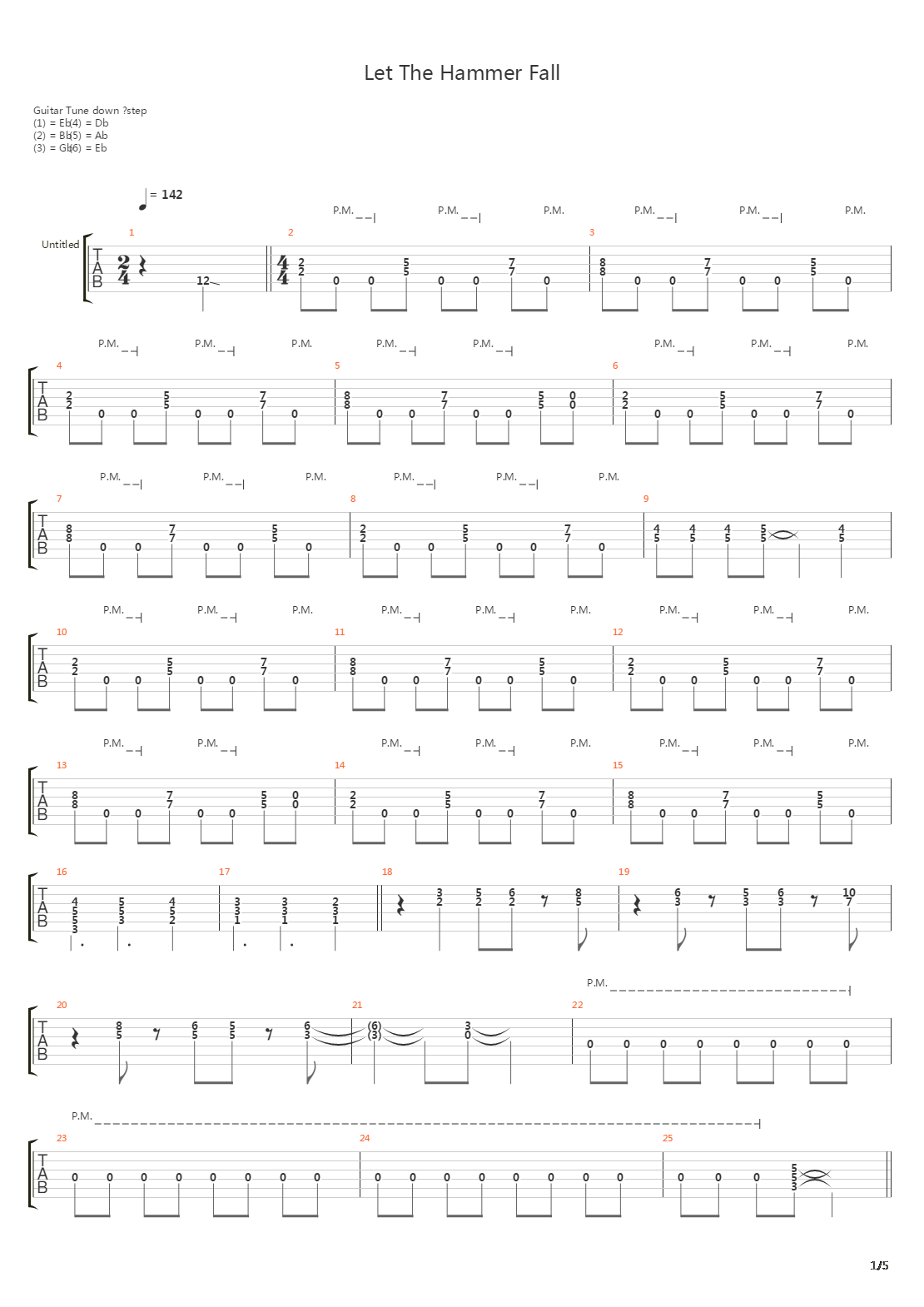 Let The Hammer Fall吉他谱