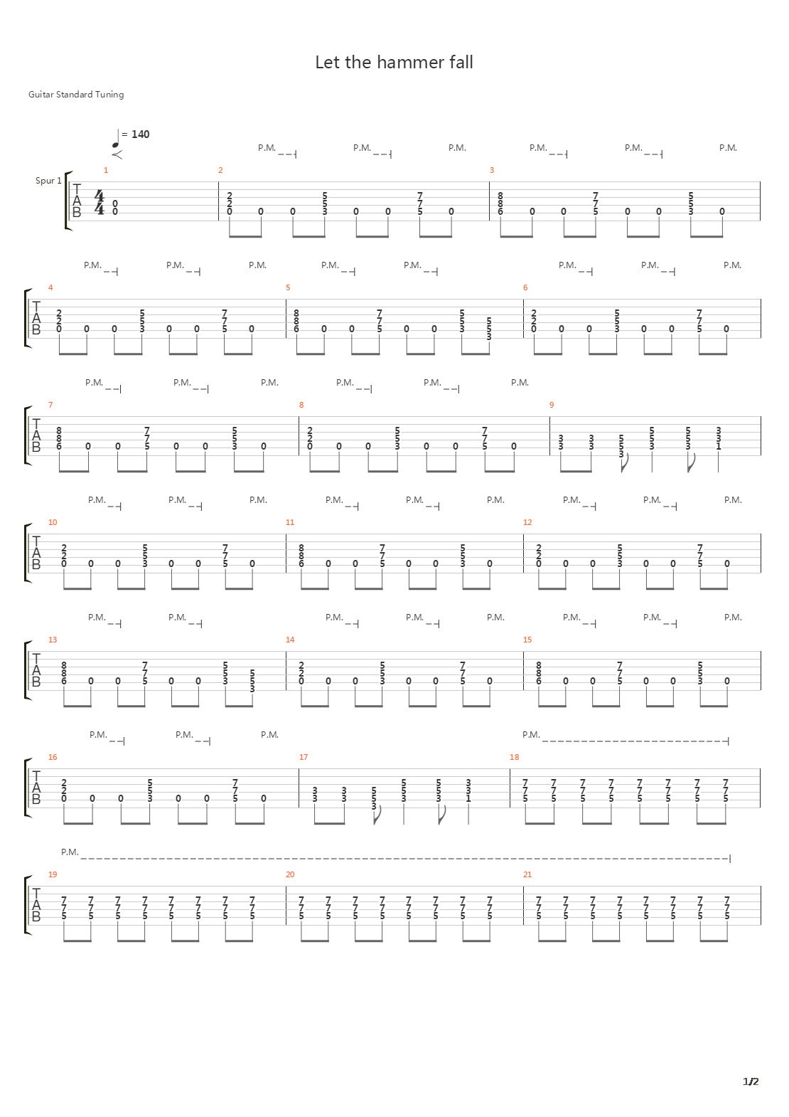 Let The Hammer Fall吉他谱