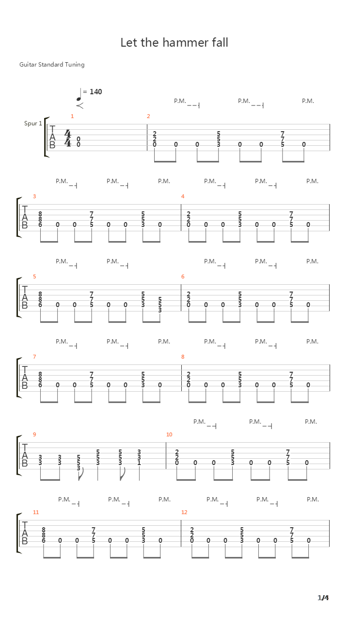 Let The Hammer Fall吉他谱