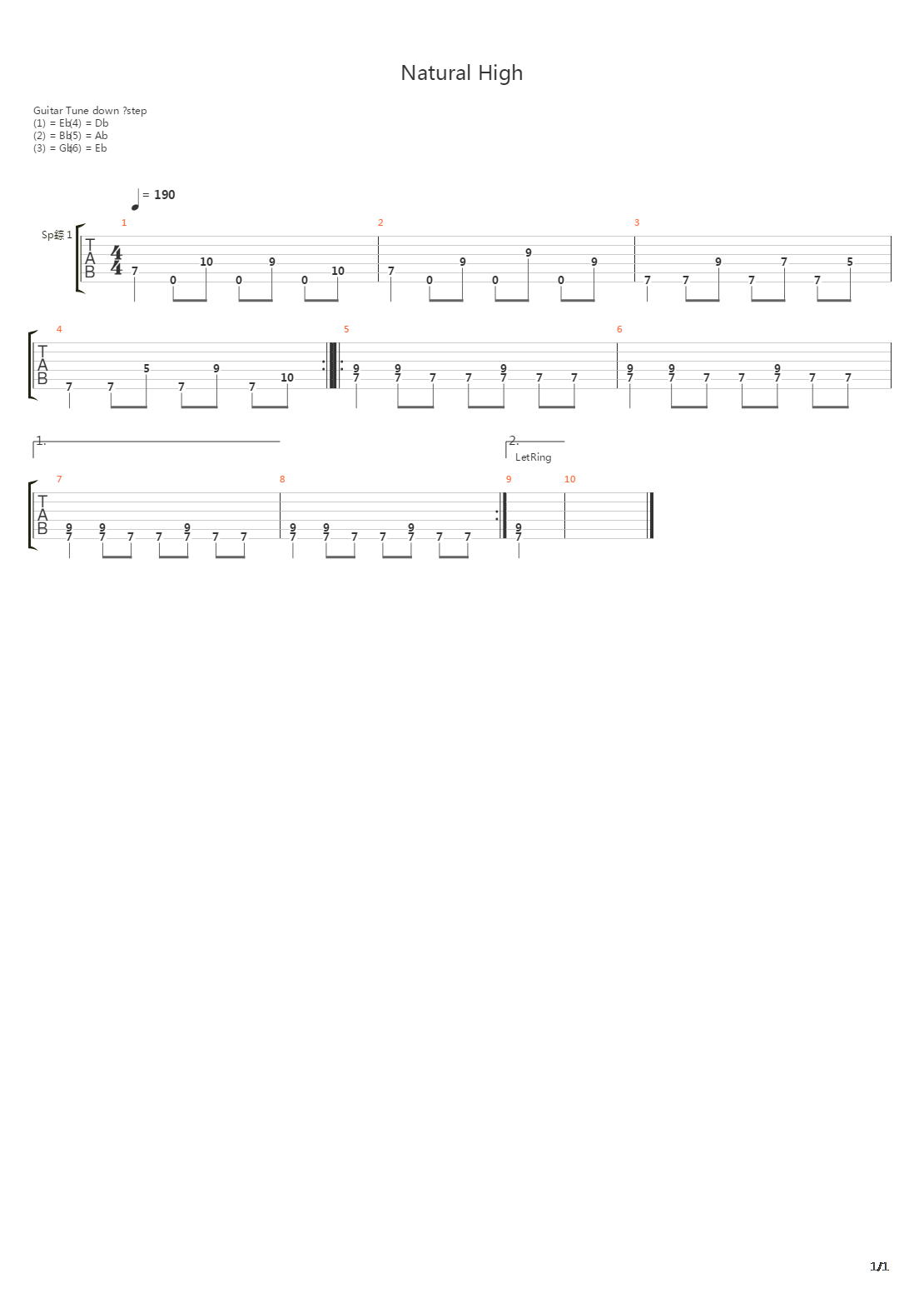 Natural High吉他谱