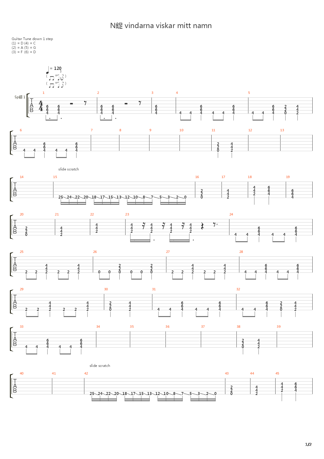 Nr Vindarna Viskar Mitt Namn吉他谱