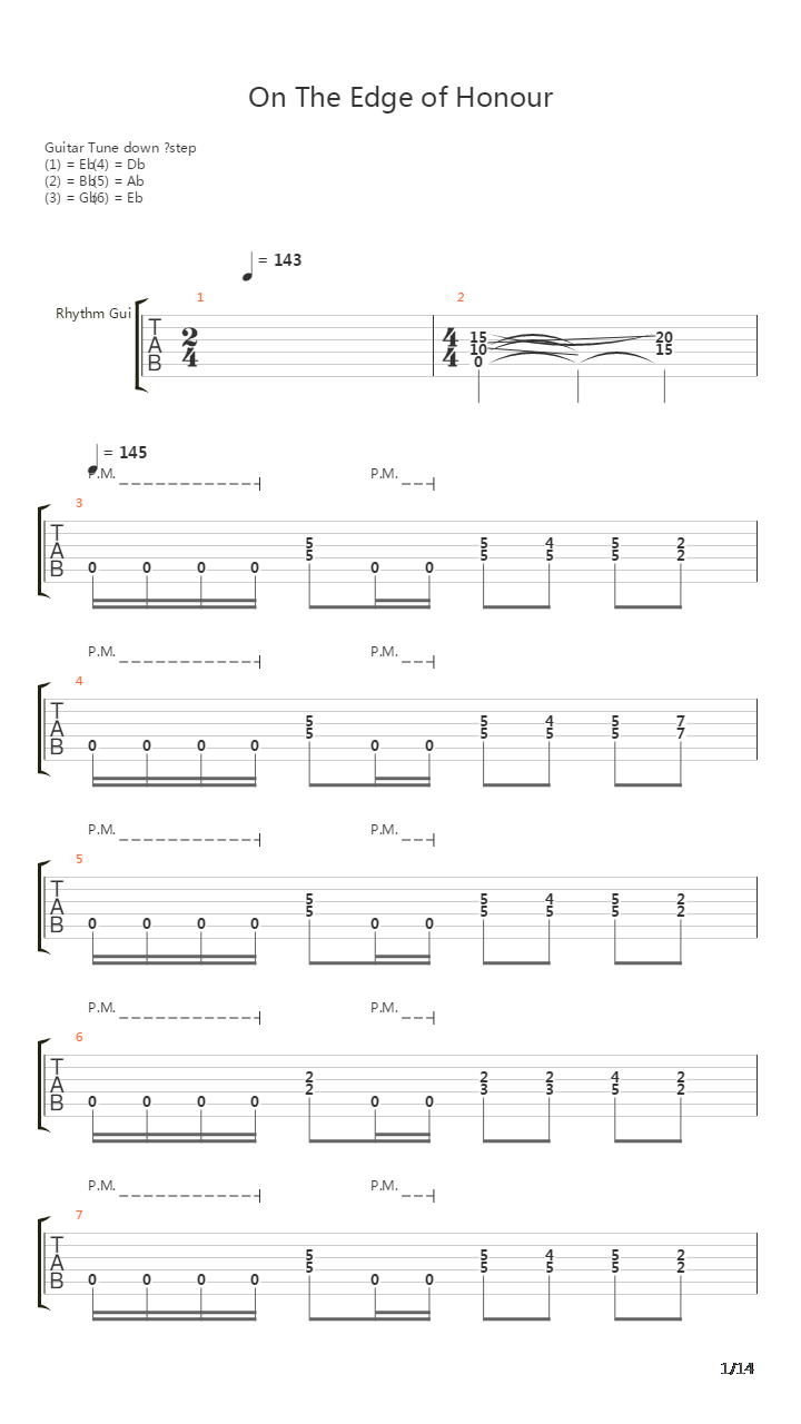 On The Edge Of Honour吉他谱