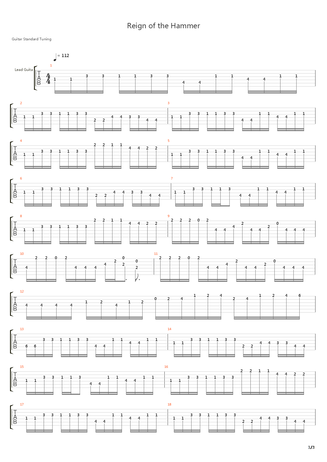 Reign Of The Hammer吉他谱