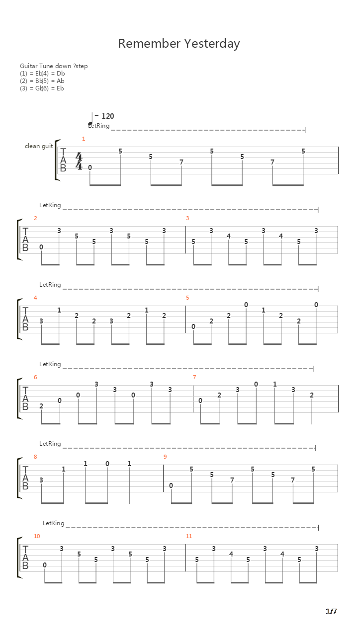 Remember Yesterday吉他谱