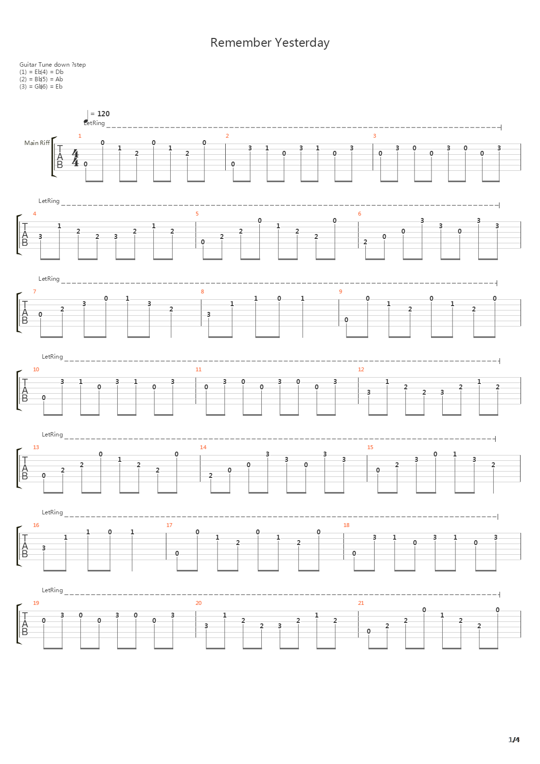 Remember Yesterday吉他谱