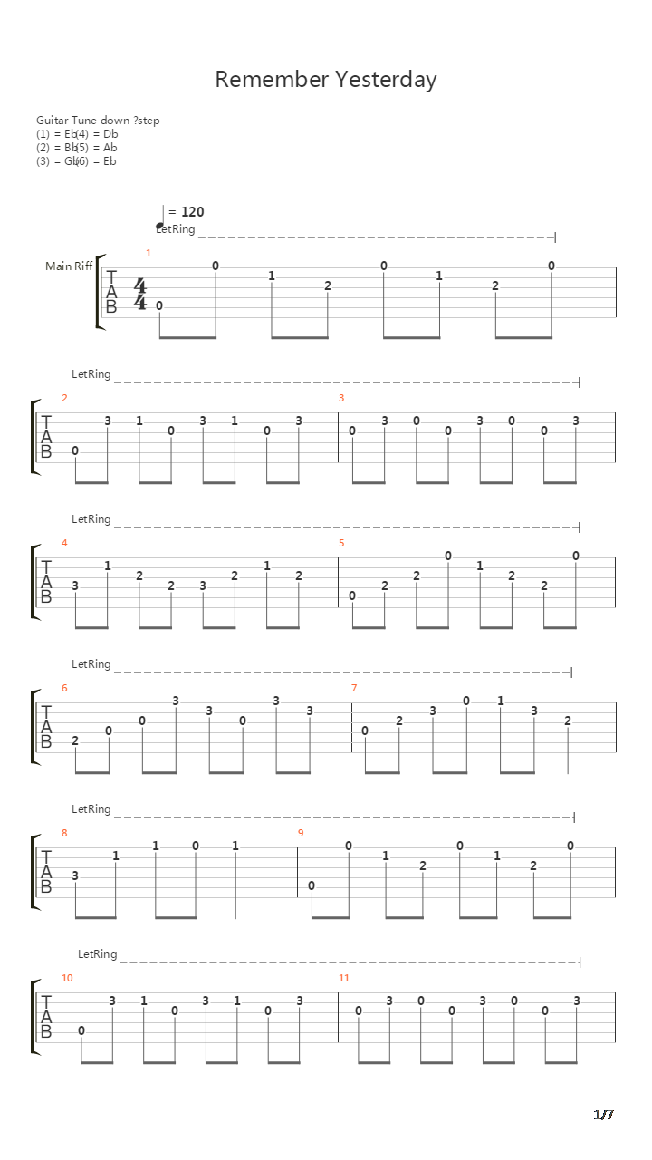 Remember Yesterday吉他谱