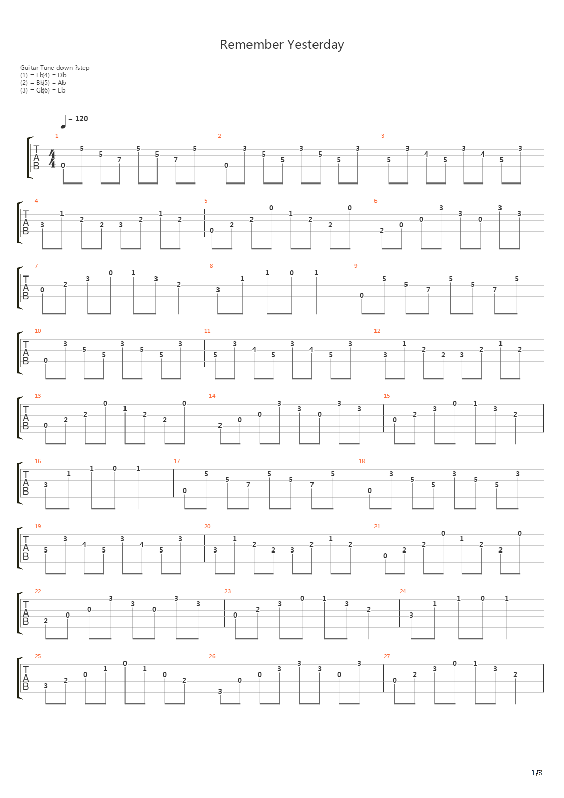 Remember Yesterday吉他谱