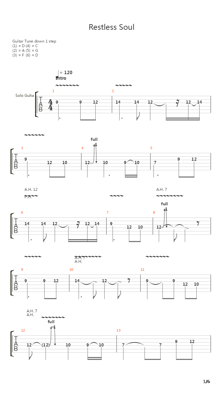 Restless Soul吉他谱