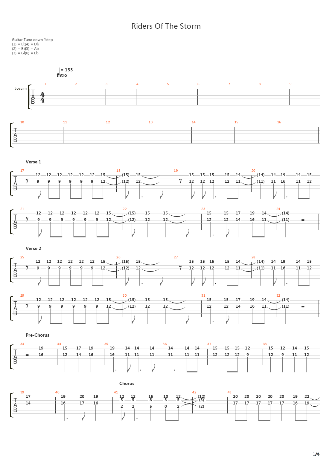 Riders Of The Storm吉他谱