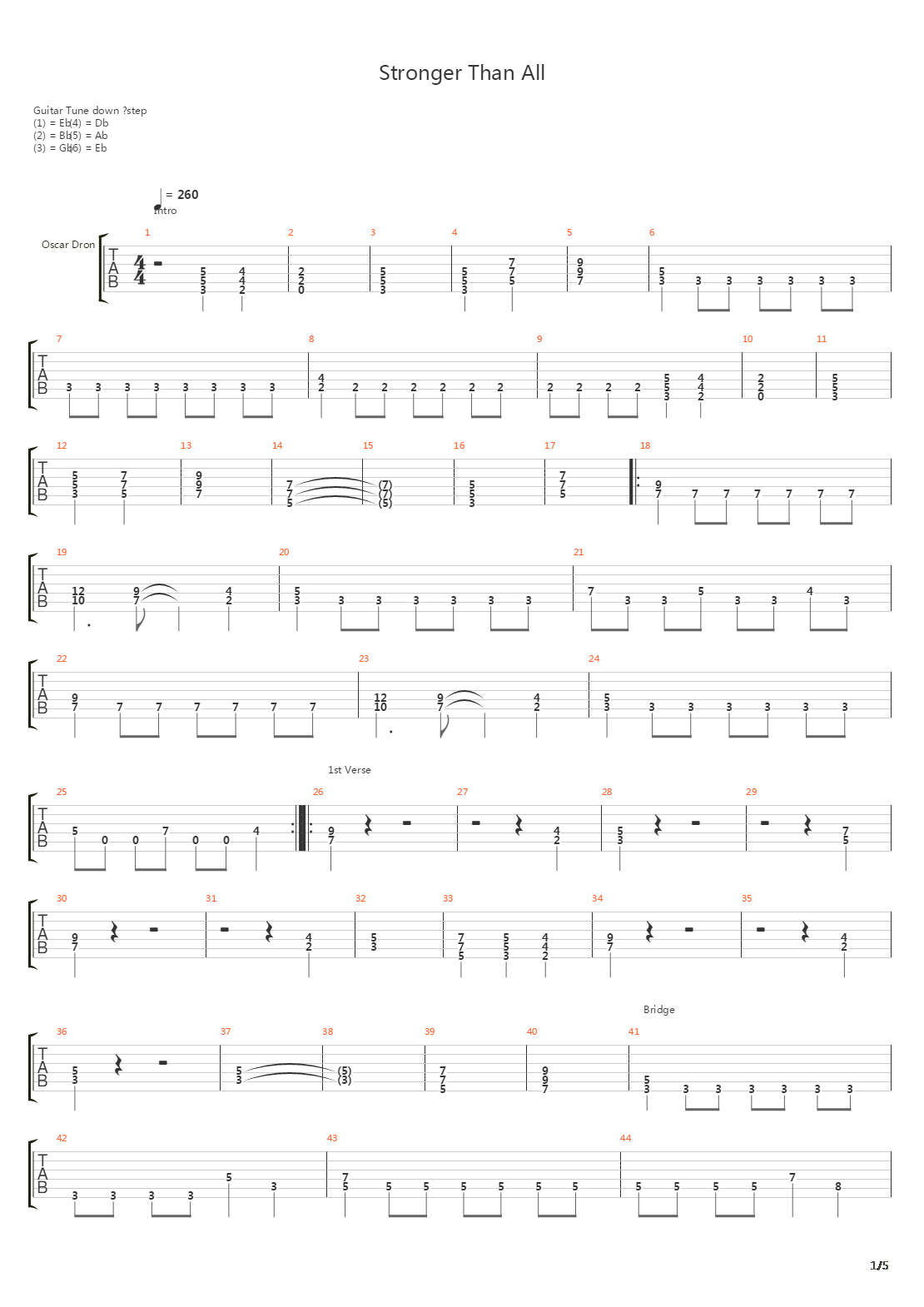 Stronger Than All吉他谱
