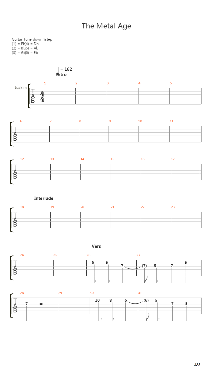 The Metal Age吉他谱