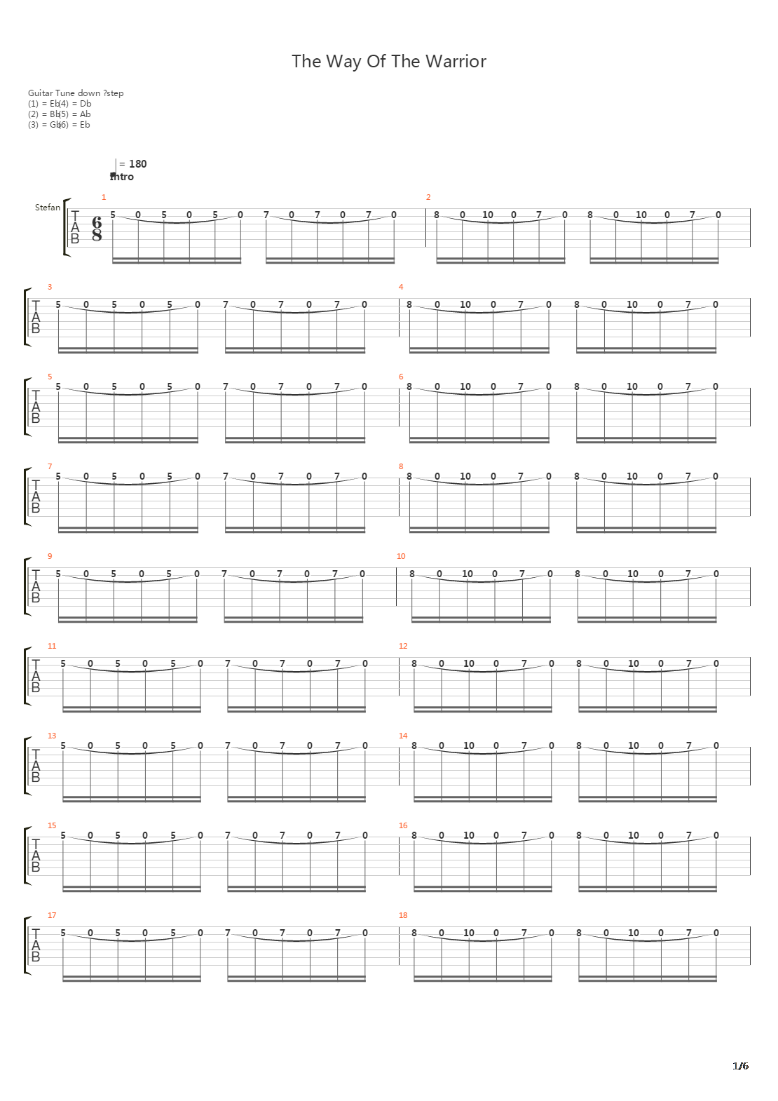 The Way Of The Warrior吉他谱
