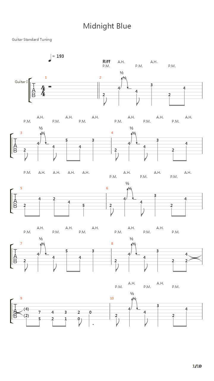 Midnight Blue吉他谱