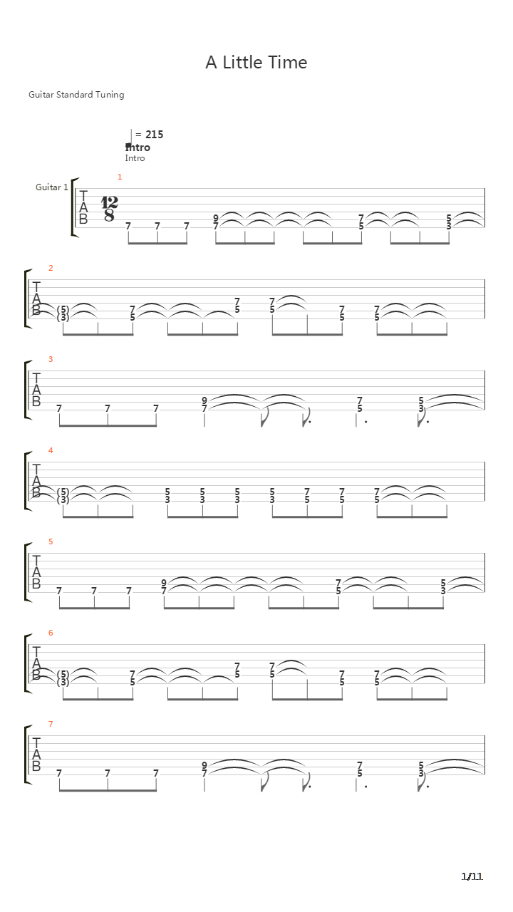A Little Time吉他谱