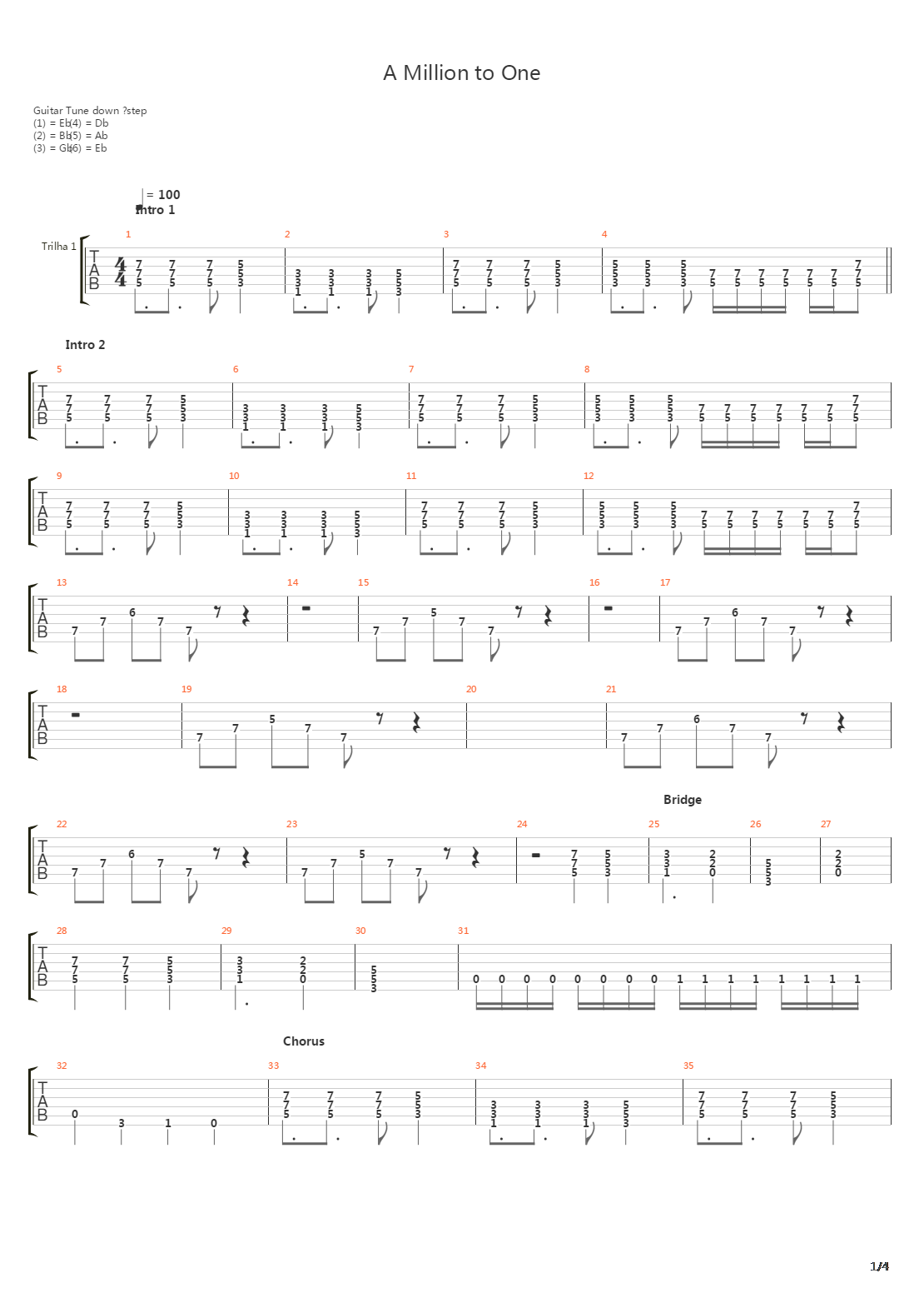 A Million To One吉他谱