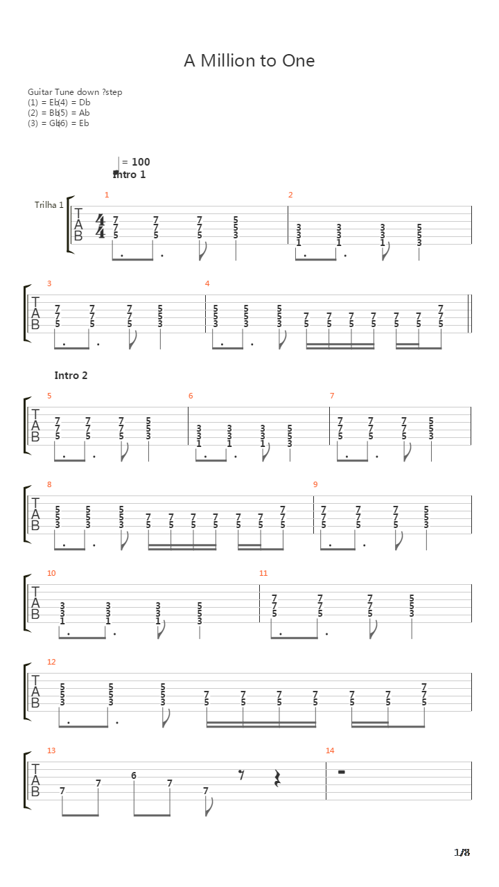 A Million To One吉他谱