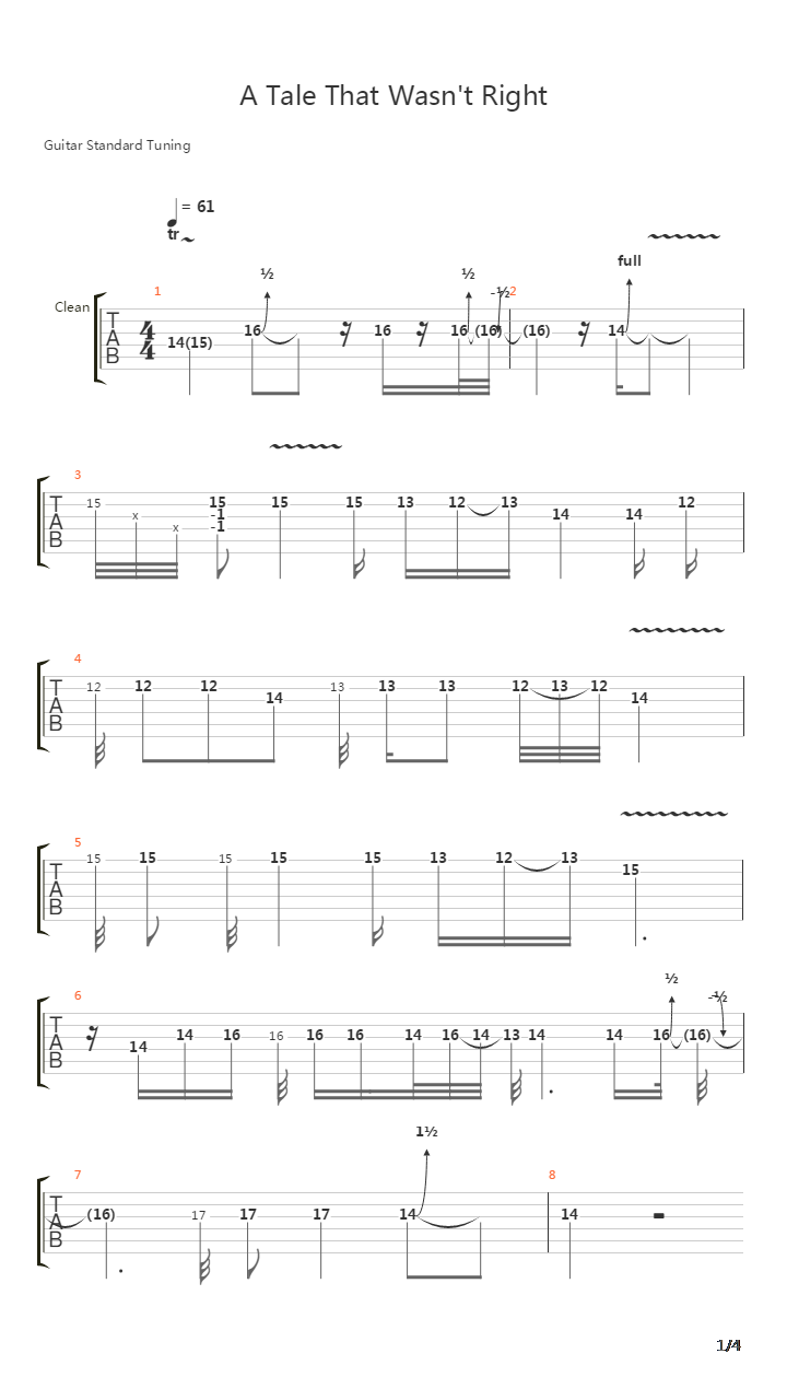 A Tale That Wasnt Right吉他谱