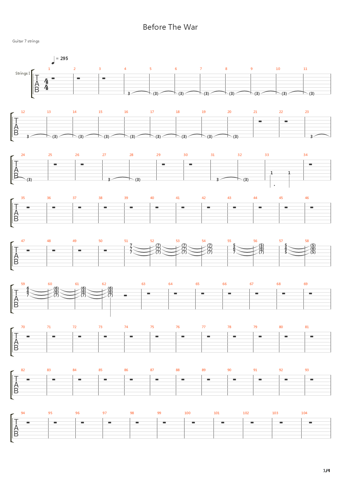 Before The War吉他谱