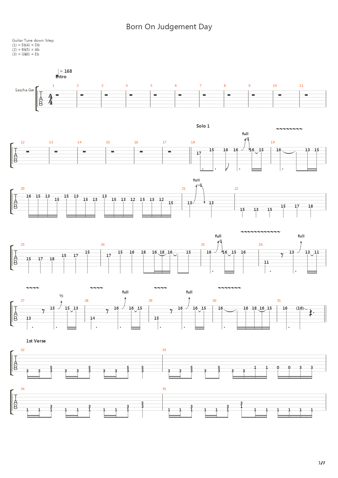 Born On Judgement Day吉他谱