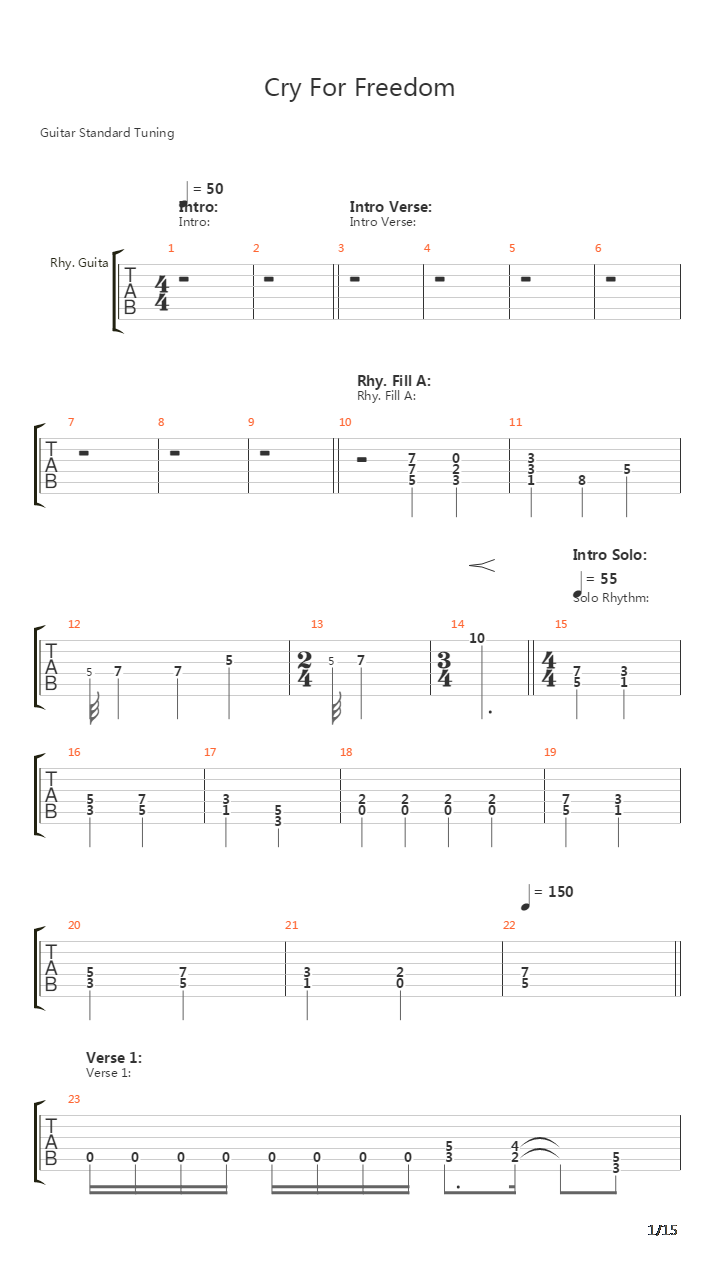 Cry For Freedom吉他谱