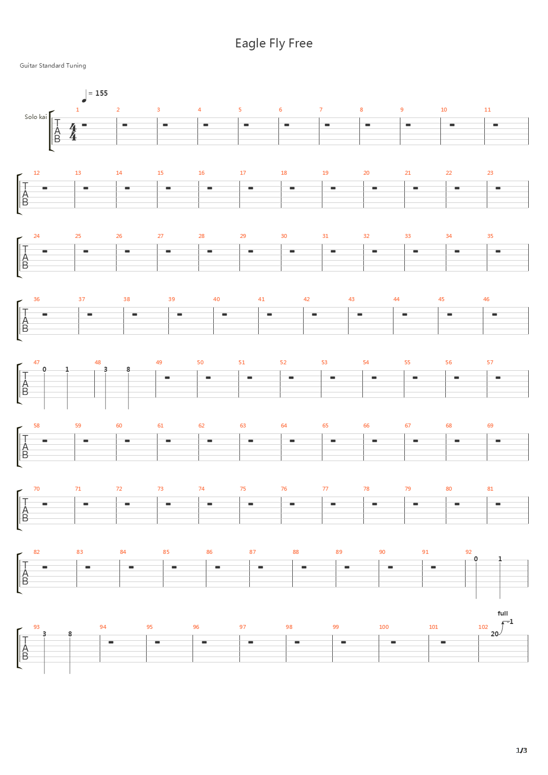 Eagle Fly Free吉他谱
