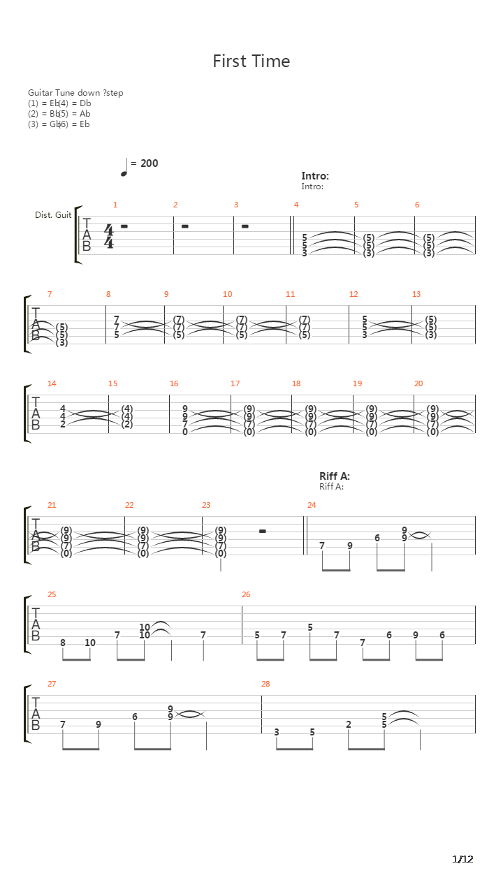First Time吉他谱