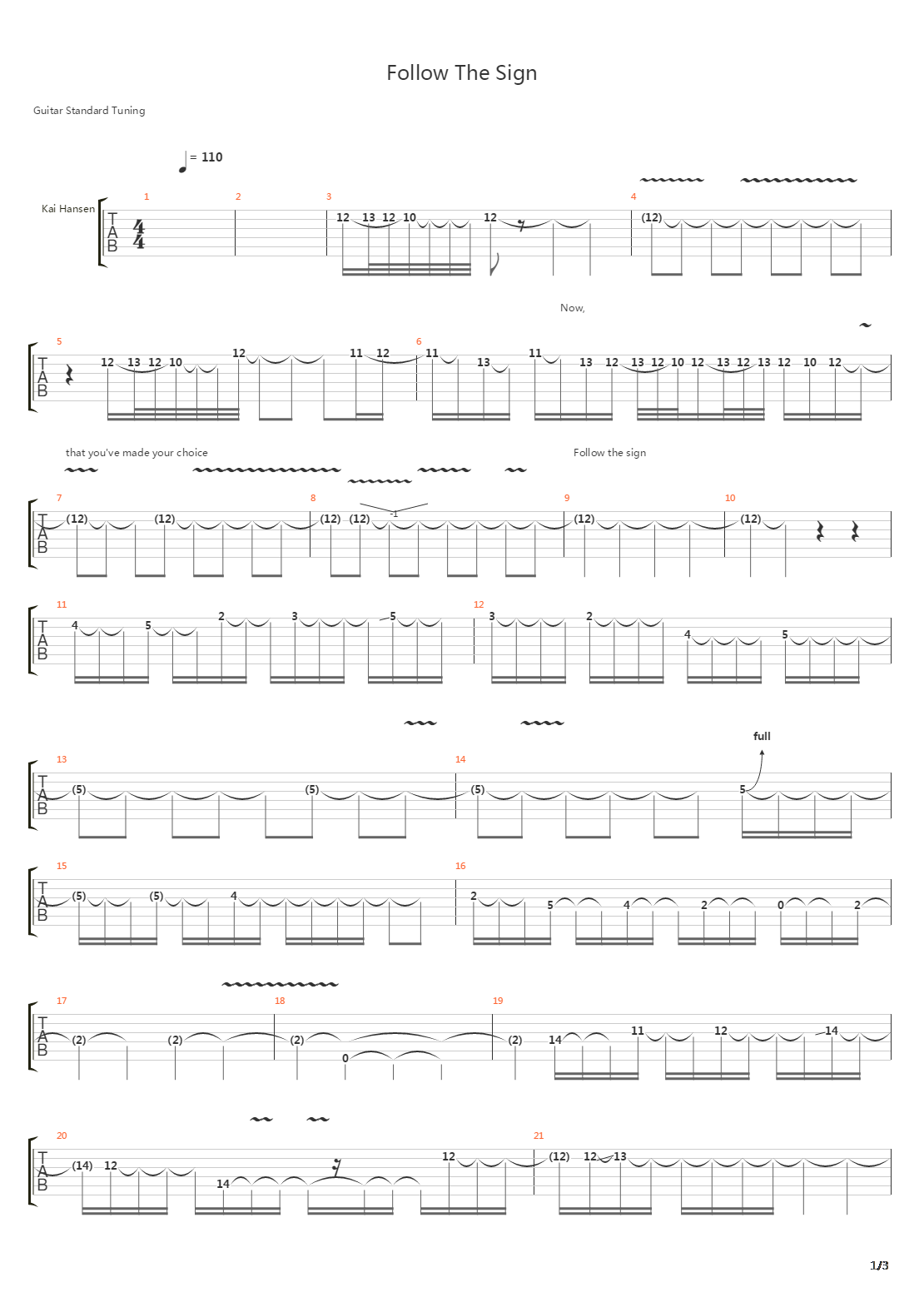 Follow The Sign吉他谱