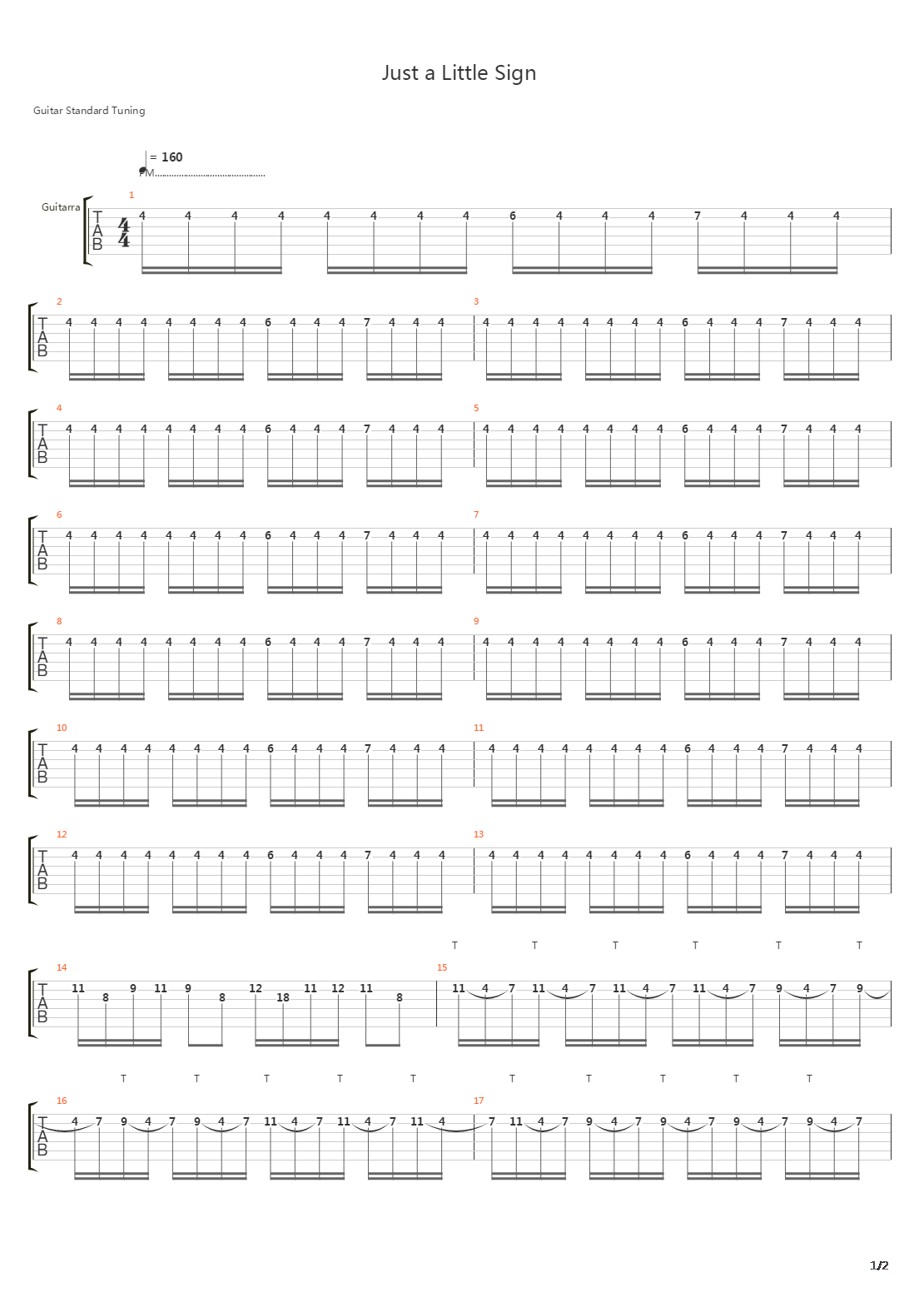 Just A Little Sign吉他谱