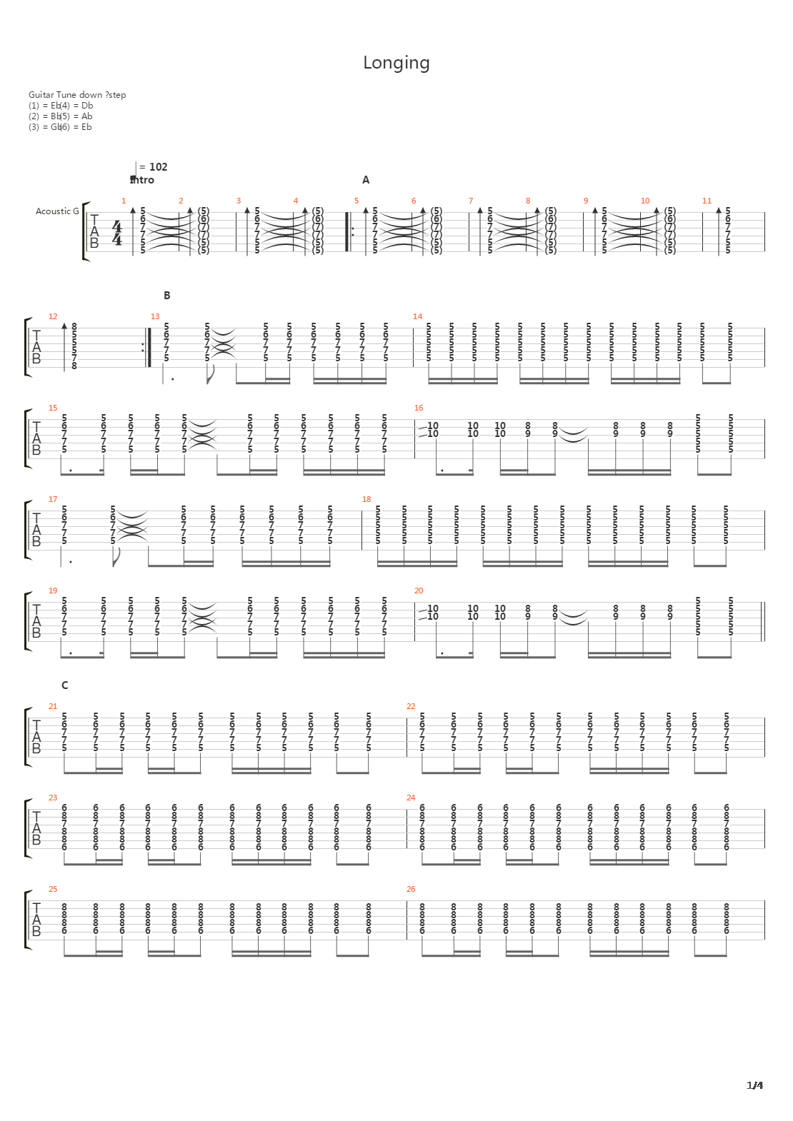 Longing吉他谱