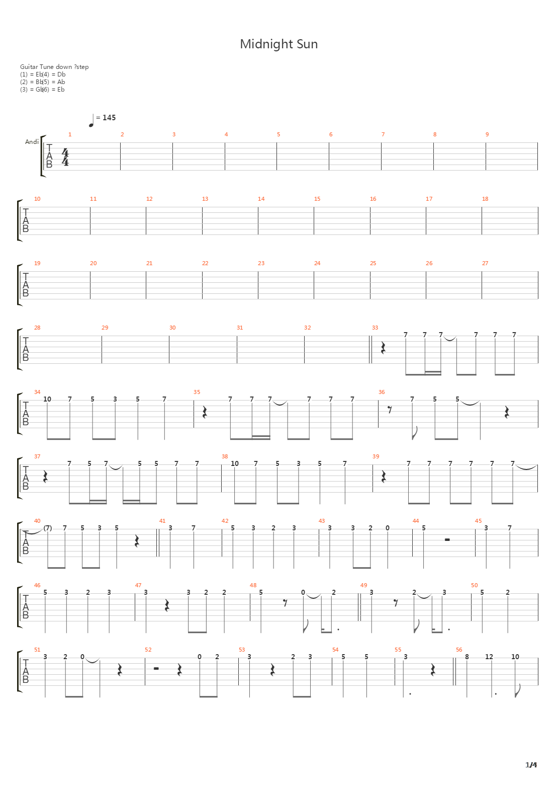 Midnight Sun吉他谱