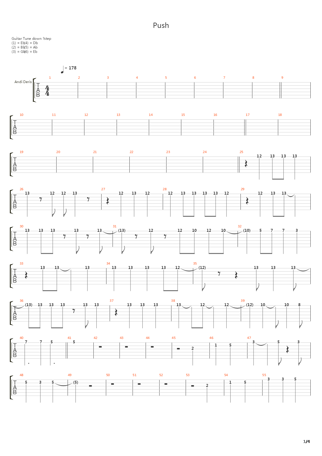 Push吉他谱