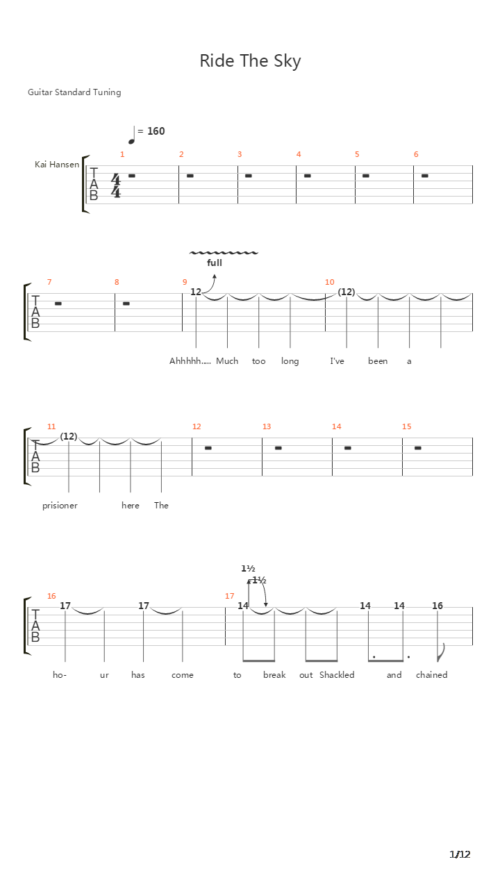Ride The Sky吉他谱