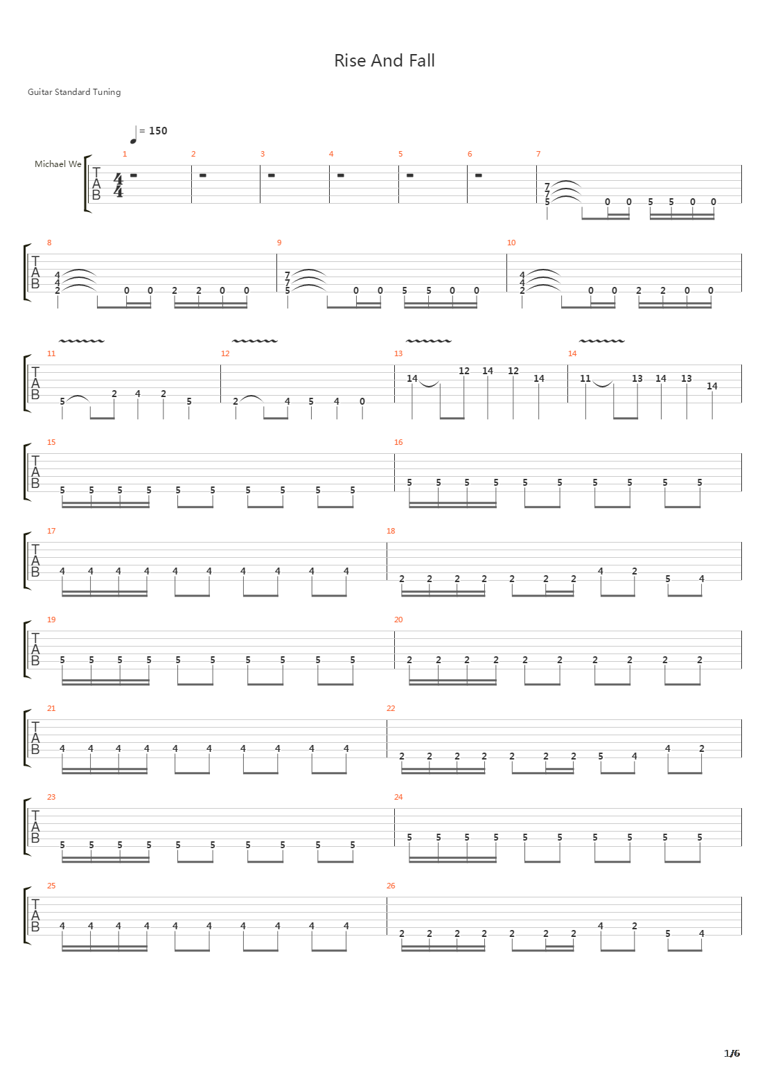 Rise And Fall吉他谱